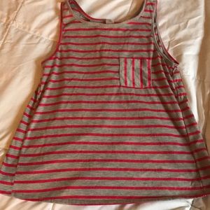 Pink/grey striped tank top